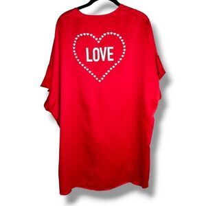 Victoria's Secret Satin Robe‎ Sz Medium Red Love Ruffle Tie Front Valentine